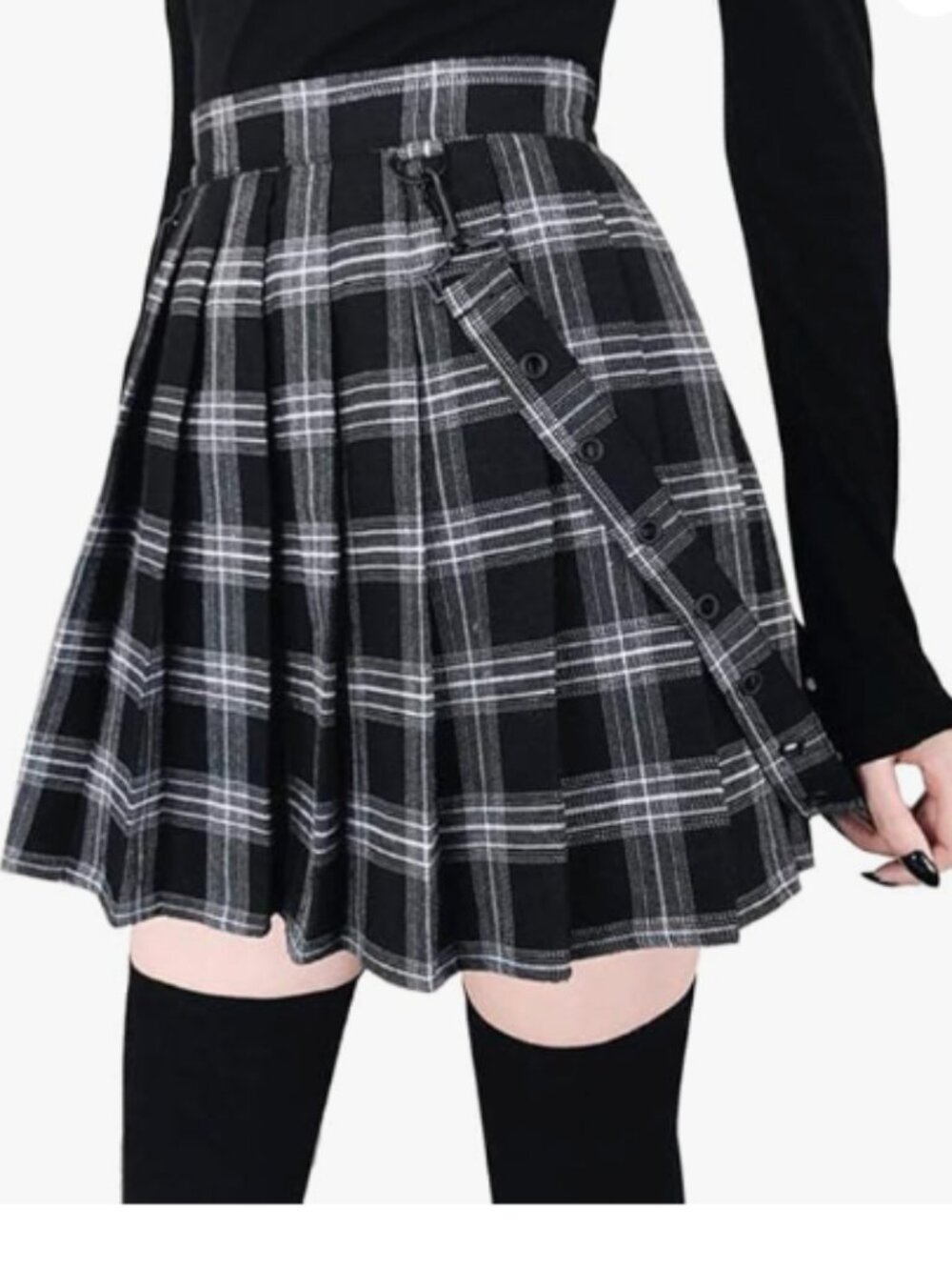 Sweet A-Line Plaid Pleated Punk school girl dark academia Mini Skirt Women's S